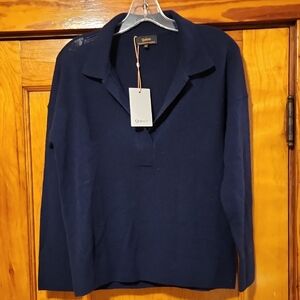 NWT Quince Mongolian Cashmere Polo Sweater In True Navy Medium